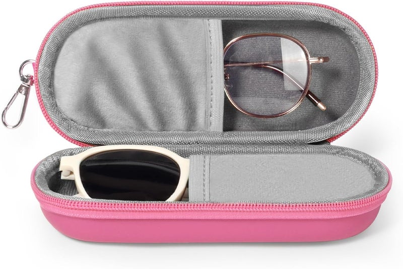 Huvon Double Eyeglasses Case, Dual Glasses Sunglasses Organizer with Zipper Closure, Eyewear Storage Box for Men Women Travel - Image 1